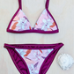 Sustainable swimwear Pink Floral Reversible Bikini Top flat lay