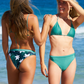 Sustainable swimwear reversible bikini green floral cheeky bikini bottom