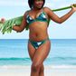 Sustainable reversible green floral bikini top