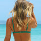 Sustainable swimwear reversible bikini top in green floral print back view