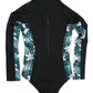 Eco friendly long sleeved surf suit with back zip, High Cut Leg And Classic Cut flat lay back view