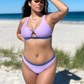 Sustainable Reversible blue and purple crop bikini top
