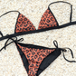 Sustainable swimwear, reversible black and leopard print bikini 