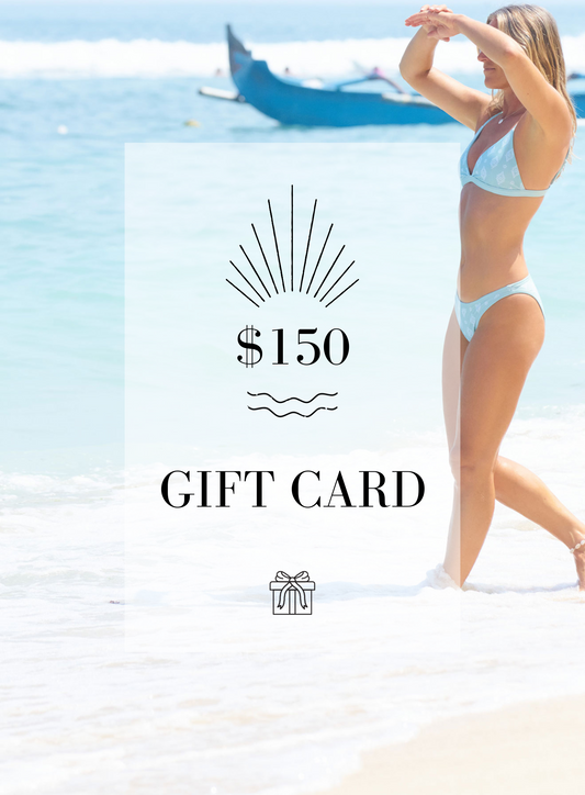 Sustainable swimwear gift card for reversible bikinis, one piece swimwear or surf suits, $150