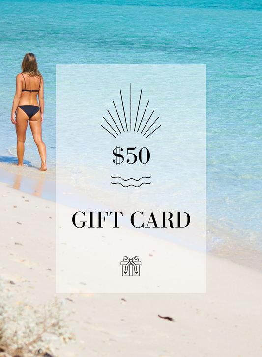 Sustainable swimwear gift card for reversible bikinis, one piece swimwear or surf suits, $50