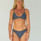 Reversible bikini, gray bikini top and cheeky bikini bottom made from sustainable swimwear material