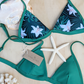 Reversible bikini, green bikini top made from sustainable swimwear material 