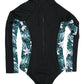 Black Long sleeve surf suit made from sustainable swimwear material, flat lay back